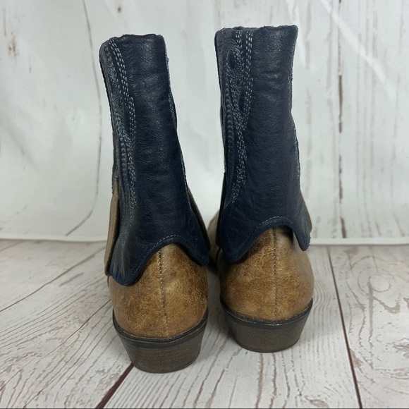 Coconuts by Matisse cowboy boots size 6 tan navy blue boho western faux leather - Picture 5 of 6